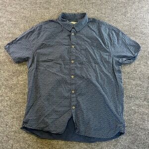 Private Member Mens Navy Blue Geometric Triangle Print Short Sleeve Shirt Large